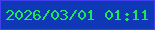 文字の大きさ：3、枠の色：423fee、背景の色：0e38b6、文字の色：1de65c 無料ブログパーツのブログ時計