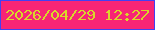 文字の大きさ：3、枠の色：4240f2、背景の色：f72575、文字の色：d8d72a 無料ブログパーツのブログ時計