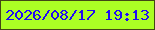 文字の大きさ：5、枠の色：424615、背景の色：abfe24、文字の色：210af4 無料ブログパーツのブログ時計
