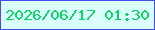 文字の大きさ：2、枠の色：424fe8、背景の色：dcfdfd、文字の色：08da5f 無料ブログパーツのブログ時計