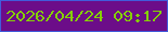 文字の大きさ：2、枠の色：425cdb、背景の色：6c0d89、文字の色：85cf03 無料ブログパーツのブログ時計