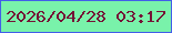 文字の大きさ：4、枠の色：425ee9、背景の色：79f2aa、文字の色：751236 無料ブログパーツのブログ時計