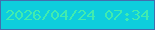 文字の大きさ：1、枠の色：426eae、背景の色：0ecedd、文字の色：41ebaf 無料ブログパーツのブログ時計