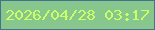 文字の大きさ：3、枠の色：42748e、背景の色：87c68c、文字の色：cbff67 無料ブログパーツのブログ時計