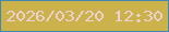 文字の大きさ：1、枠の色：4286b2、背景の色：cbb24a、文字の色：ebd1d1 無料ブログパーツのブログ時計
