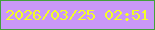 文字の大きさ：2、枠の色：42a03c、背景の色：ca98f8、文字の色：f3ff26 無料ブログパーツのブログ時計