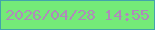 文字の大きさ：2、枠の色：42a4aa、背景の色：74ea78、文字の色：b08aba 無料ブログパーツのブログ時計
