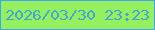 文字の大きさ：2、枠の色：42a5f1、背景の色：94f05f、文字の色：44a5d5 無料ブログパーツのブログ時計