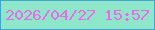 文字の大きさ：5、枠の色：42a6cb、背景の色：8ee7ca、文字の色：ea6ae8 無料ブログパーツのブログ時計