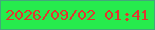 文字の大きさ：1、枠の色：42a87a、背景の色：26eb4d、文字の色：e1352f 無料ブログパーツのブログ時計