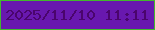 文字の大きさ：3、枠の色：42b82d、背景の色：6818af、文字の色：4a056d 無料ブログパーツのブログ時計