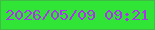 文字の大きさ：2、枠の色：42ba46、背景の色：30e535、文字の色：ab33e9 無料ブログパーツのブログ時計