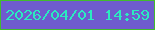 文字の大きさ：2、枠の色：42bb2d、背景の色：6f5bce、文字の色：2bebc0 無料ブログパーツのブログ時計
