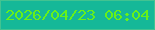 文字の大きさ：1、枠の色：42c391、背景の色：15b898、文字の色：66f119 無料ブログパーツのブログ時計
