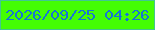 文字の大きさ：2、枠の色：42c691、背景の色：44fd03、文字の色：1675d5 無料ブログパーツのブログ時計