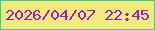 文字の大きさ：4、枠の色：42c894、背景の色：f0eb7b、文字の色：9e1cc7 無料ブログパーツのブログ時計
