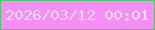 文字の大きさ：4、枠の色：42cd62、背景の色：f78ef7、文字の色：eddfea 無料ブログパーツのブログ時計