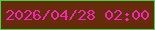 文字の大きさ：3、枠の色：42d24c、背景の色：662b0a、文字の色：f426b2 無料ブログパーツのブログ時計