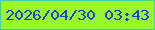 文字の大きさ：2、枠の色：42d592、背景の色：9af92a、文字の色：1c42dc 無料ブログパーツのブログ時計
