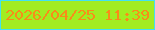 文字の大きさ：5、枠の色：42e1f1、背景の色：a2ec21、文字の色：f88c19 無料ブログパーツのブログ時計