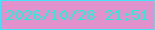 文字の大きさ：2、枠の色：42e3fb、背景の色：e191cb、文字の色：1ff4da 無料ブログパーツのブログ時計