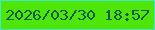 文字の大きさ：4、枠の色：42e7ce、背景の色：4de607、文字の色：135b4a 無料ブログパーツのブログ時計