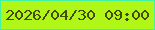 文字の大きさ：2、枠の色：42f1a3、背景の色：b0f717、文字の色：484a00 無料ブログパーツのブログ時計
