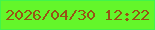 文字の大きさ：5、枠の色：42f44b、背景の色：64f62a、文字の色：975416 無料ブログパーツのブログ時計