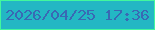 文字の大きさ：4、枠の色：42f79e、背景の色：23b7c4、文字の色：3969b4 無料ブログパーツのブログ時計