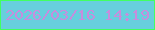 文字の大きさ：5、枠の色：42ff61、背景の色：67cfdd、文字の色：c68ddd 無料ブログパーツのブログ時計