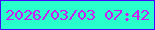 文字の大きさ：1、枠の色：4306fd、背景の色：28ffcb、文字の色：cb1df2 無料ブログパーツのブログ時計
