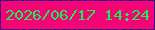 文字の大きさ：4、枠の色：430c8c、背景の色：f70275、文字の色：17ef55 無料ブログパーツのブログ時計