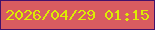 文字の大きさ：2、枠の色：43116a、背景の色：d85c60、文字の色：ddec03 無料ブログパーツのブログ時計