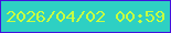 文字の大きさ：4、枠の色：4311dd、背景の色：2ed0c3、文字の色：c7fd41 無料ブログパーツのブログ時計