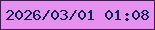 文字の大きさ：5、枠の色：43174f、背景の色：e691f0、文字の色：092a4e 無料ブログパーツのブログ時計