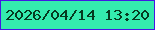 文字の大きさ：1、枠の色：4317e4、背景の色：34ebae、文字の色：063a1f 無料ブログパーツのブログ時計