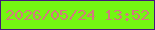 文字の大きさ：1、枠の色：43187b、背景の色：74f612、文字の色：d3797f 無料ブログパーツのブログ時計
