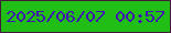 文字の大きさ：4、枠の色：43193c、背景の色：21be16、文字の色：3f16b0 無料ブログパーツのブログ時計