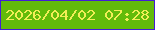 文字の大きさ：3、枠の色：431ed4、背景の色：62bb0a、文字の色：f1ee57 無料ブログパーツのブログ時計