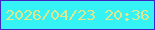 文字の大きさ：3、枠の色：4324c3、背景の色：35f2f5、文字の色：dde88f 無料ブログパーツのブログ時計