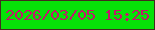 文字の大きさ：4、枠の色：432b1e、背景の色：07e108、文字の色：c4156c 無料ブログパーツのブログ時計