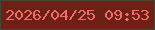 文字の大きさ：5、枠の色：434934、背景の色：6d2114、文字の色：f56b69 無料ブログパーツのブログ時計