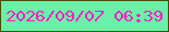 文字の大きさ：2、枠の色：434c04、背景の色：6af0a8、文字の色：f720c1 無料ブログパーツのブログ時計