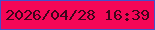 文字の大きさ：2、枠の色：4351ca、背景の色：f40757、文字の色：3e051b 無料ブログパーツのブログ時計