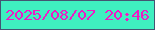 文字の大きさ：5、枠の色：435572、背景の色：3fefc0、文字の色：ef1bc5 無料ブログパーツのブログ時計