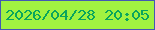 文字の大きさ：1、枠の色：4358b4、背景の色：a1f241、文字の色：09a55d 無料ブログパーツのブログ時計