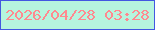 文字の大きさ：2、枠の色：4358e1、背景の色：b6f5de、文字の色：ff898f 無料ブログパーツのブログ時計