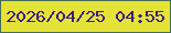 文字の大きさ：5、枠の色：436d54、背景の色：e5e337、文字の色：3c1c84 無料ブログパーツのブログ時計