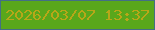 文字の大きさ：3、枠の色：436f85、背景の色：59a71b、文字の色：b7a718 無料ブログパーツのブログ時計