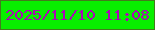 文字の大きさ：2、枠の色：437b1d、背景の色：08ef00、文字の色：a909b3 無料ブログパーツのブログ時計